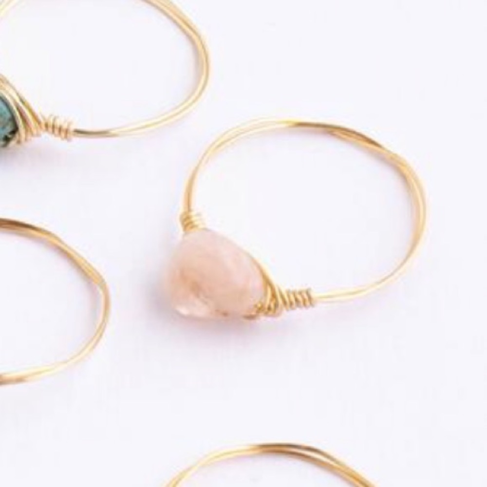 Rose Quartz Pink Gold Wrap Handmade Bali Made Ring
